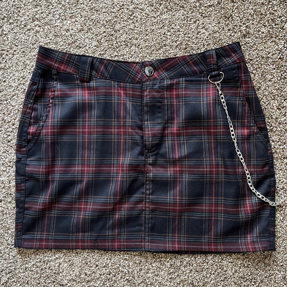 Plaid Chain Mini Skirt